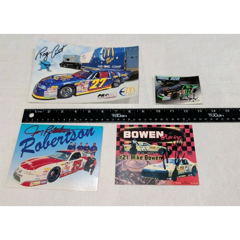 (4) NASCAR Autographed Promo Cards. Avants. Bowen. Robertson. Yackey.